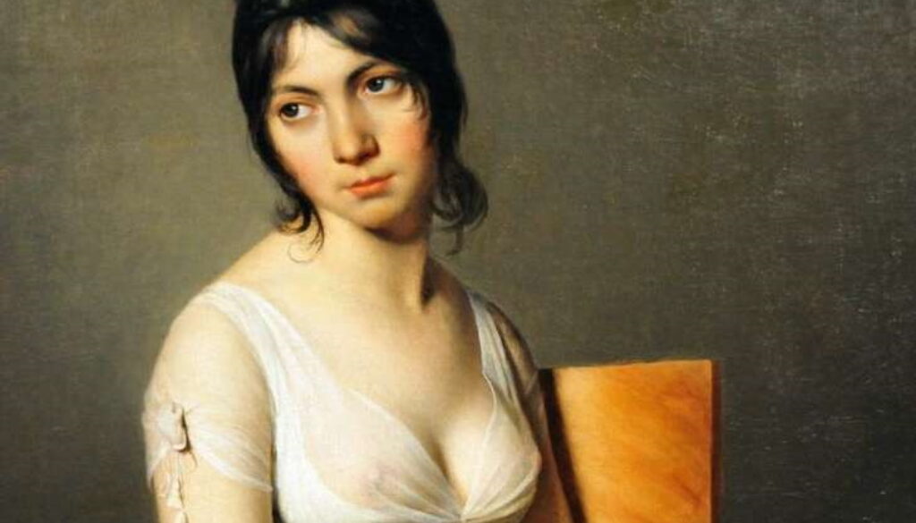 ritratto di giovane donna in bianco